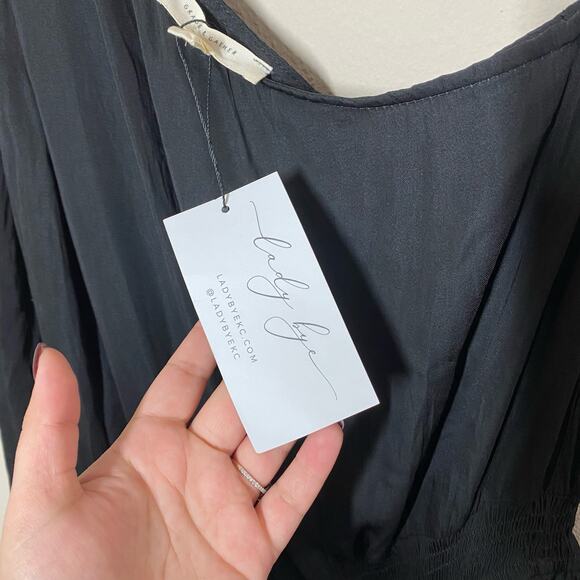 Grade & Gather Black Satin One Shoulder Midi Dress NWT Size Small - Picture 8 of 13